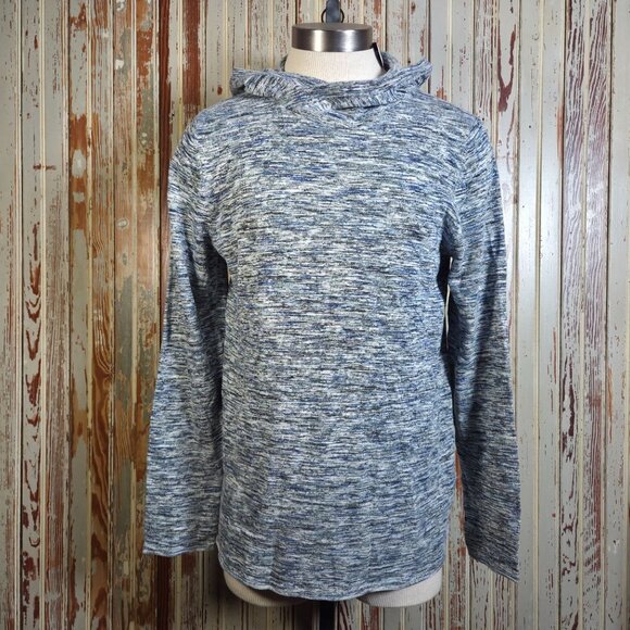 New Express Pullover Hoodie Hooded Long Sleeve Knit Sweater Size M Blue/Gray - Picture 7 of 10